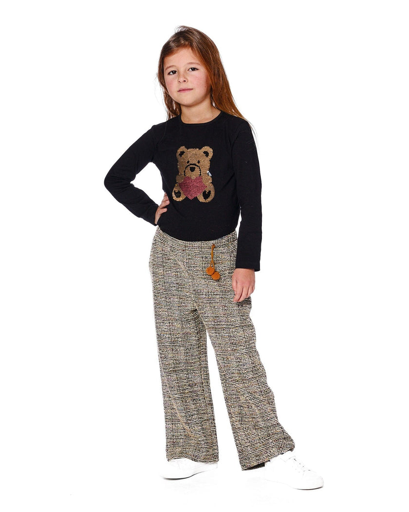 Tweed Flare Pants Beige And Black