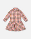 Shirt Plaid Dress With Frill Pink, Yellow And Gray