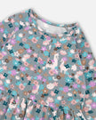 Half Button Organic Cotton Dress Blue Llama Print