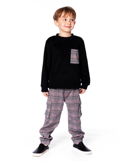 Plaid Cargo Pant Gray And Black