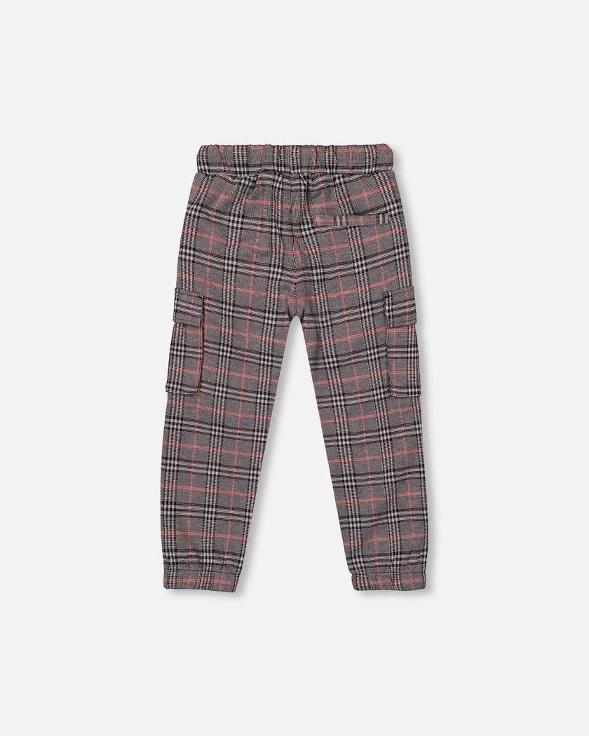 Plaid Cargo Pant Gray And Black