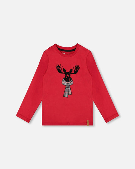 Jersey T-Shirt Cherry Red With Moose