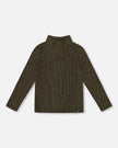 Shiny Rib Mock Neck Top Black And Gold