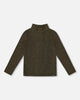 Shiny Rib Mock Neck Top Black And Gold