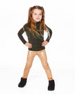 Shiny Rib Mock Neck Top Black And Gold