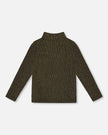 Shiny Rib Mock Neck Top Black And Gold