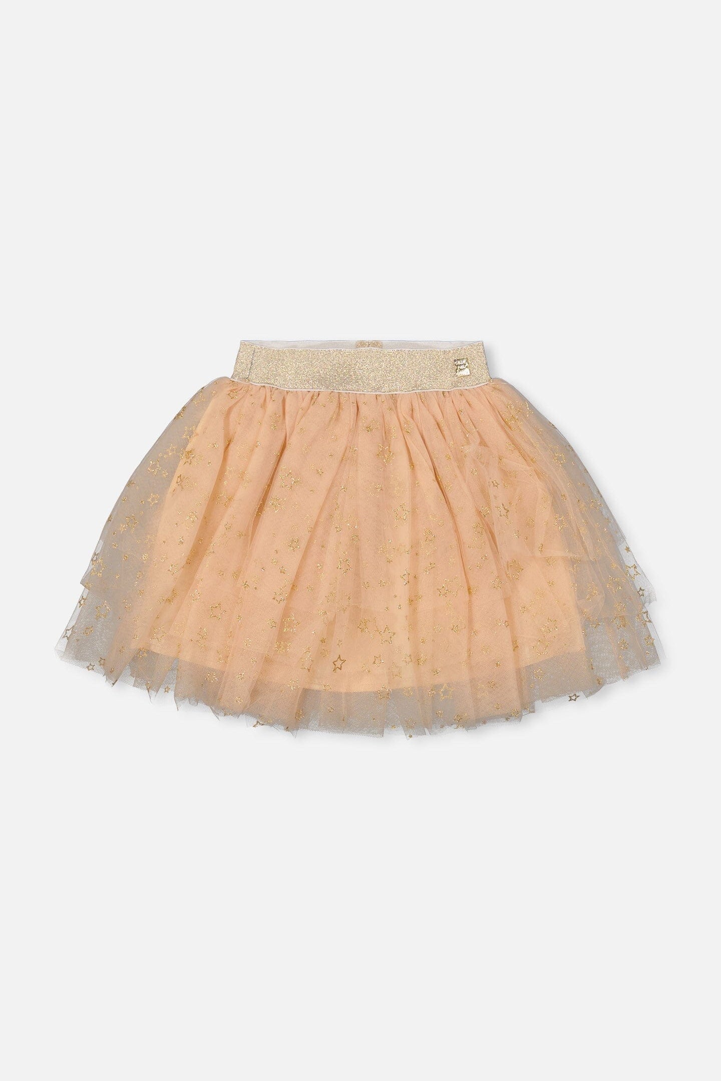 Multi Layer Glittering Mesh Skirt Beige