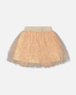 Multi Layer Glittering Mesh Skirt Beige