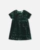 Velvet Short Sleeve Dress Forest Green