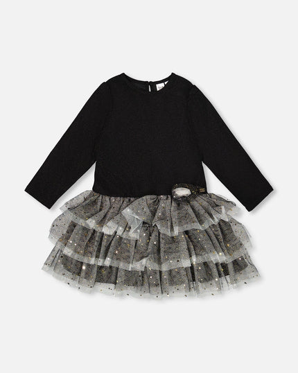 Glittering Mesh Skirt Party Dress Black