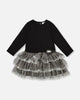 Glittering Mesh Skirt Party Dress Black