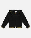 Knitted Cardigan With Rhinestones Black
