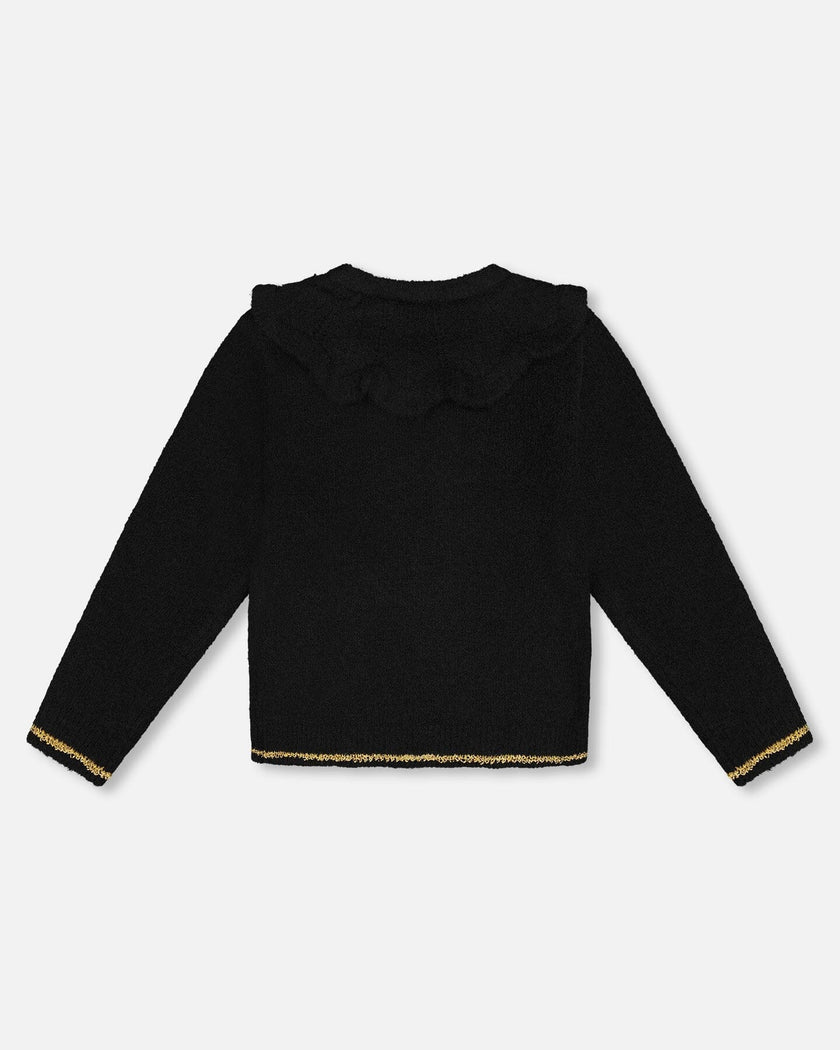 Knitted Cardigan With Rhinestones Black
