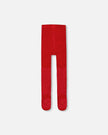 Knit Tights Red With Tone-On-Tone Star Pattern