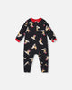 One-Piece Organic Cotton Pajama Black Cookie Print