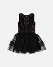 Sleeveless Bi-Material Velour And Mesh Dress Black