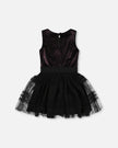Sleeveless Bi-Material Velour And Mesh Dress Black