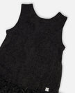 Sleeveless Bi-Material Lurex Dress With Feathers Black