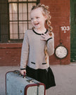 Long Sleeve Knit Sweater Dress Black And Beige