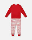 Adult Women Organic Cotton Two-Piece Pajamas Red And White Fairisle