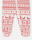 Organic Cotton Baby One-Piece Pajama Red And White Fairisle