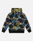 Printed Hooded Fleece Sweatshirt Black