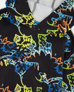 Printed Hooded Fleece Sweatshirt Black