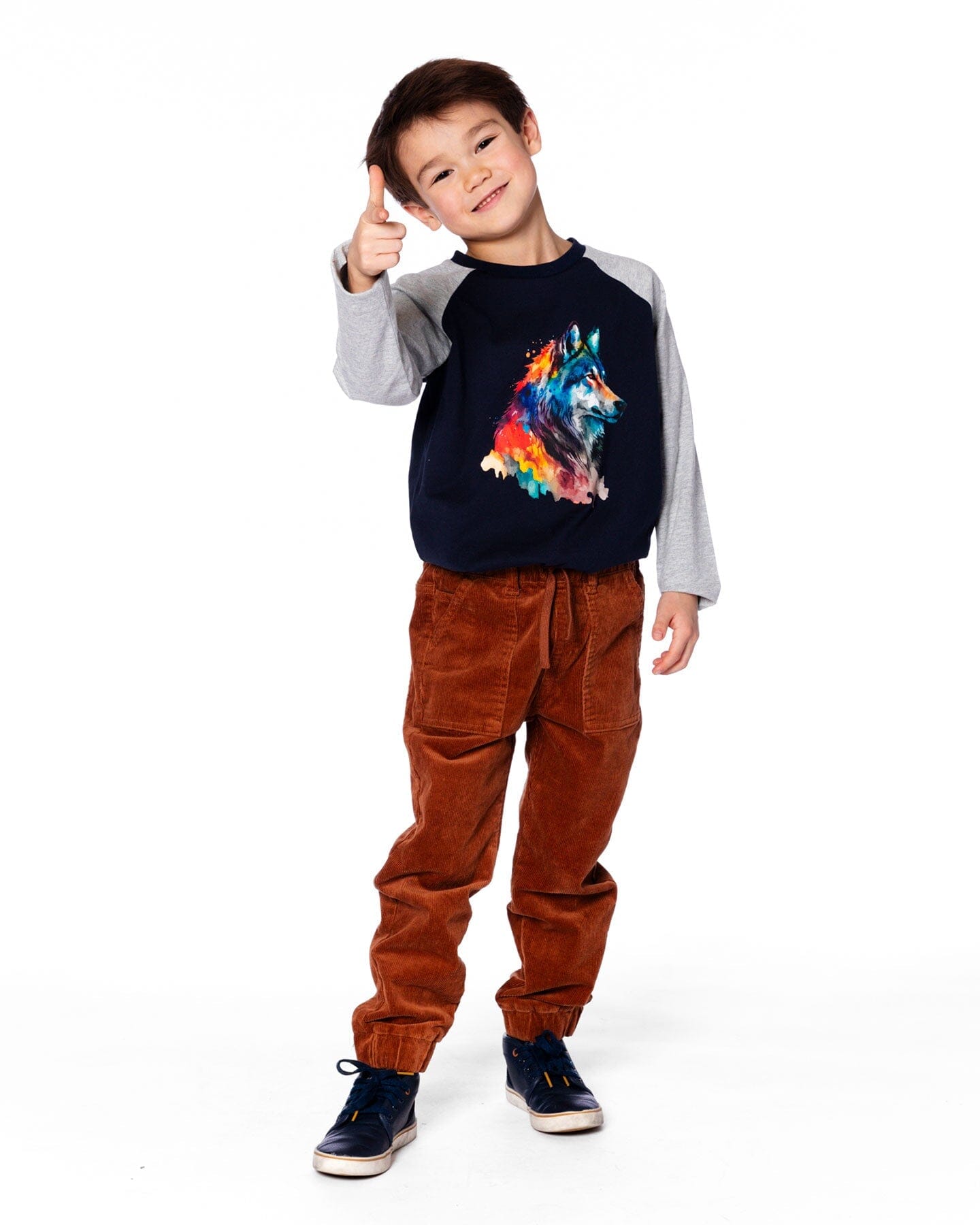 Long Raglan Sleeve Jersey Tee Navy Blue
