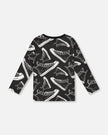 Long Sleeve Organic Cotton Allover Print Tee Black
