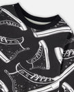 Long Sleeve Organic Cotton Allover Print Tee Black