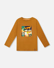 Long Sleeve Cotton Jersey Tee Shirt Orange Brown