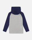Organic Cotton Jersey Hooded Raglan Sleeve Tee Navy Blue