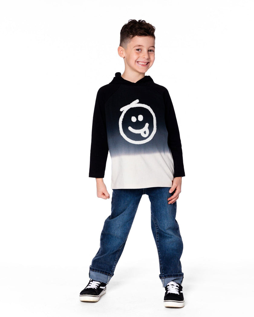 Organic Cotton Jersey Hooded Raglan Sleeve Tee Black
