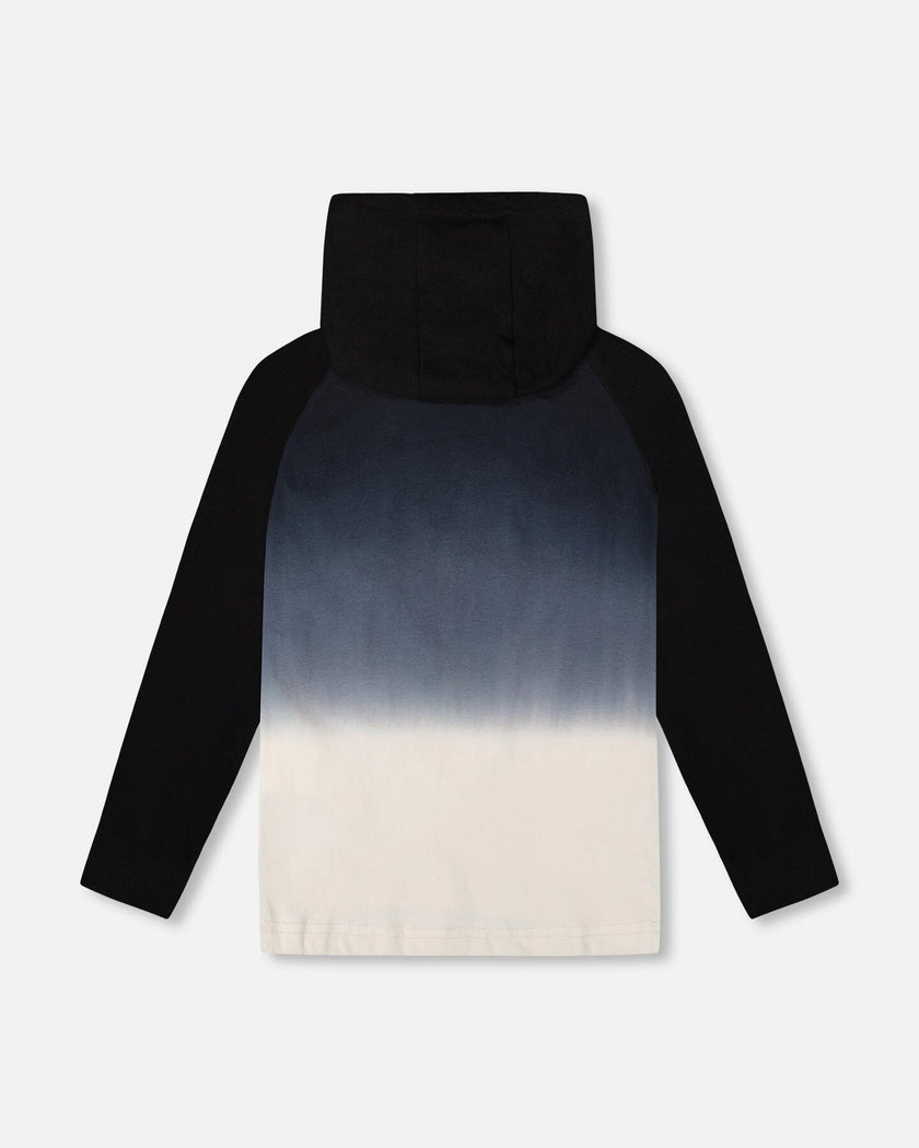 Organic Cotton Jersey Hooded Raglan Sleeve Tee Black