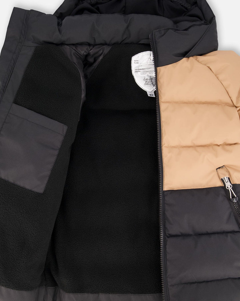 Colorblocked Puffy Winter Coat Black