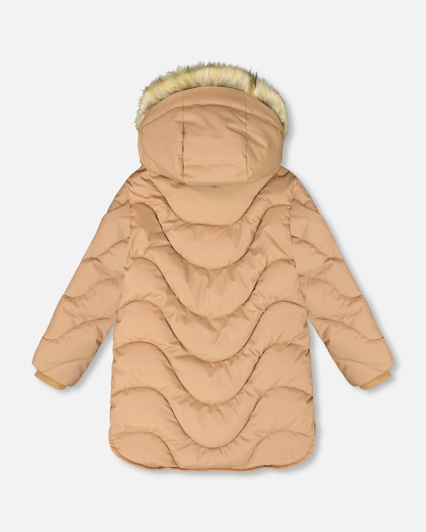 Long Wavy Quilt Puffy Winter Coat Chanterelle