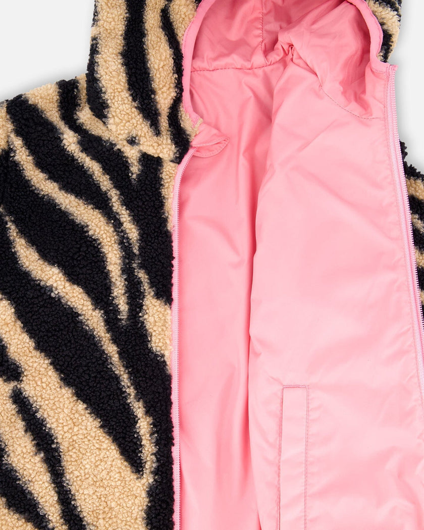 Reversible Mid-Season Sherpa Jacket Zebra