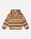 Reversible Mid-Season Sherpa Jacket Brown Aztec Pattern