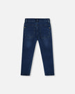 French Terry Blue Denim Pants With Contrasting Patch