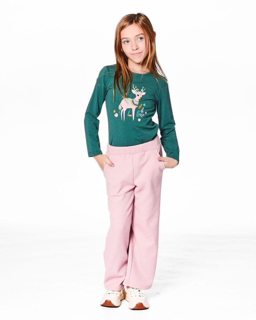Waffle Flare Leg Pants Dusty Pink