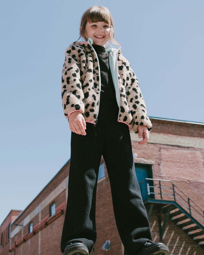 Waffle Flare Leg Pants Black