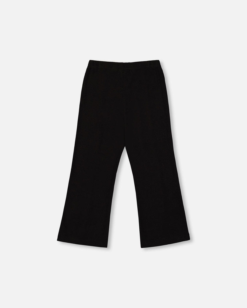 Ribbed Leggings Bootleg With Slit Black