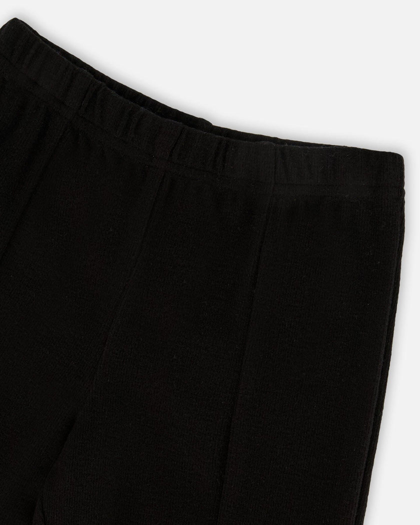 Ribbed Leggings Bootleg With Slit Black