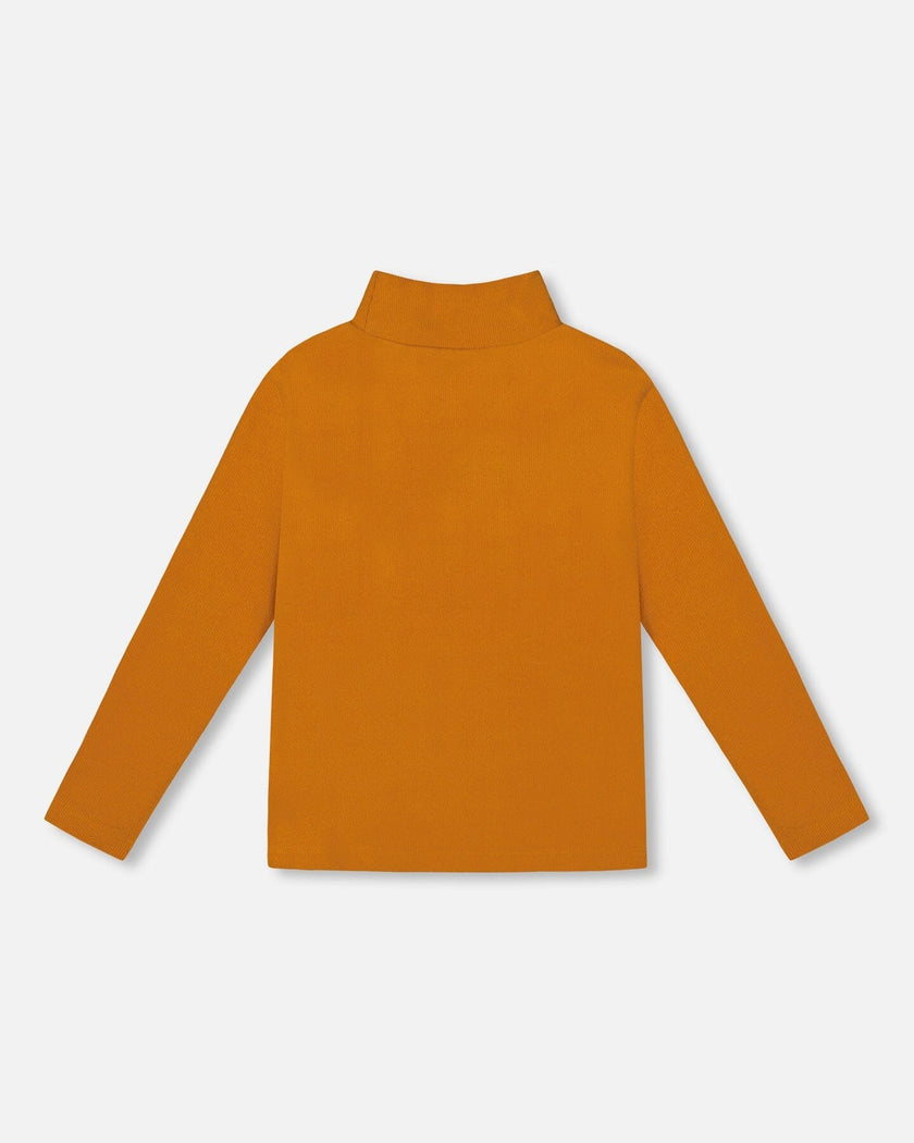 Super Soft Ribbed Mock Neck Top Golden Yellow