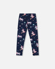 Stretch Jersey Leggings Navy Unicorn Print