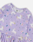Jersey Dress With Pockets Lilac Unicorn Print
