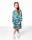 Jersey Dress Green Cat Print