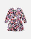 Jersey Dress Black Retro Flower Print