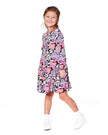 Jersey Dress Black Retro Flower Print