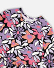 Jersey Dress Black Retro Flower Print